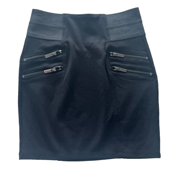 Guess Black Mini Skirt Womens Small Zipper Accents Bandage Bodycon Y2K Clubwear - Picture 2 of 11